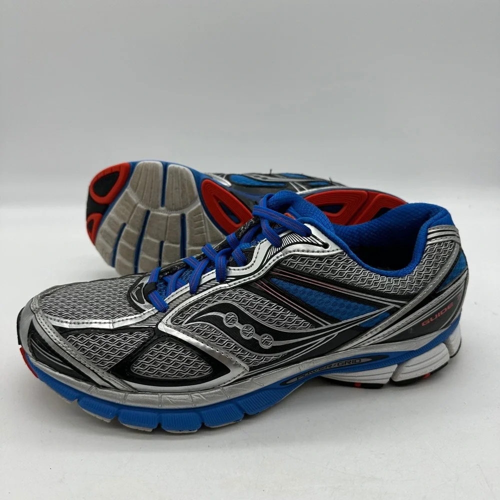 Saucony 20228-1 Mens 10 Silver/Blue Guide 7 Stability PowerGrid Running Shoes